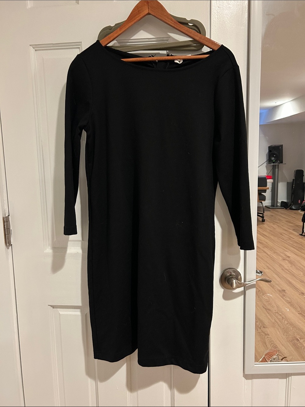 GAP Black Long-Sleeve Boat Neck Dress
